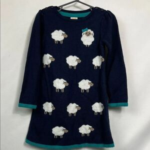 Gymboree Navy Blue sweater dress with sheep and teal details size 3T